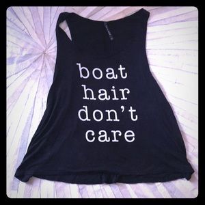Black tank-boat hair don’t care
